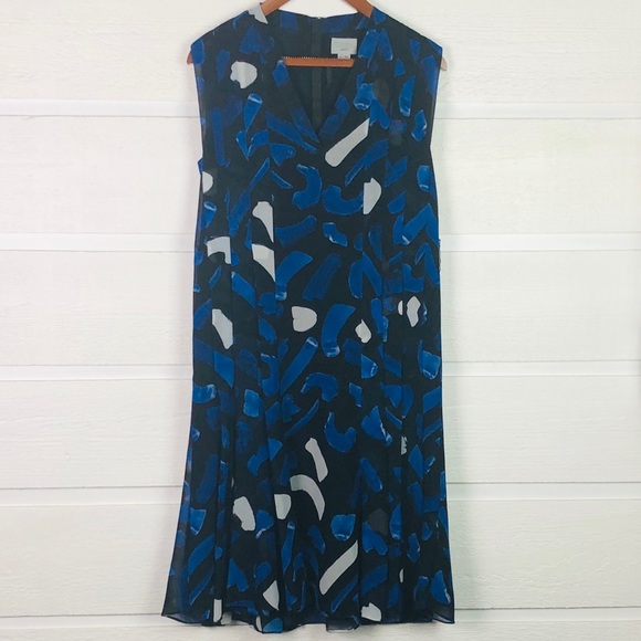 GREY JASON WU Blue 61 Brushstroke Pleated Dress - Picture 2 of 6